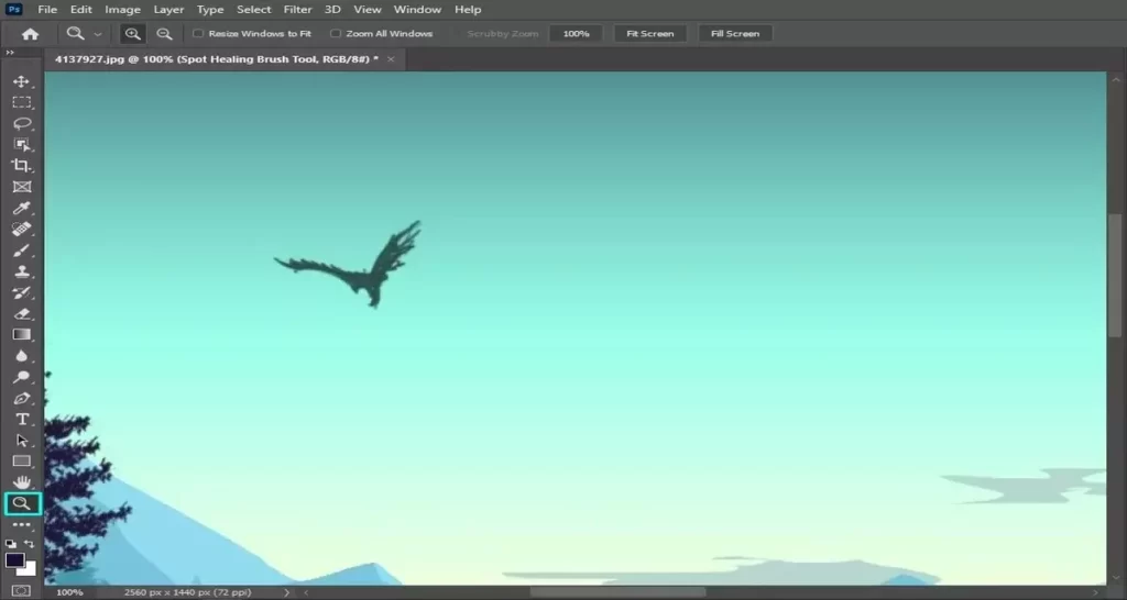selecting this icon from the toolbar