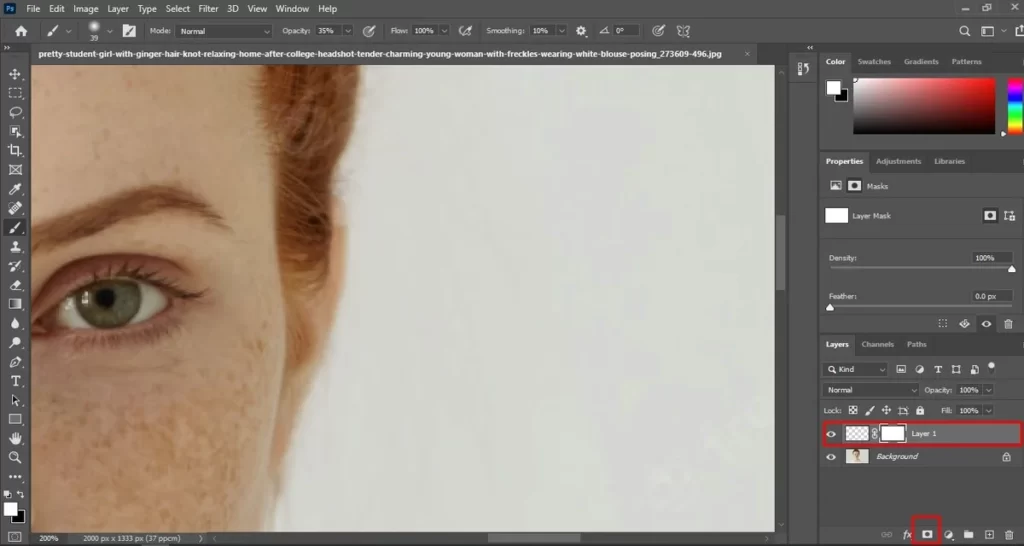 add a layer mask to hide any parts of the hair