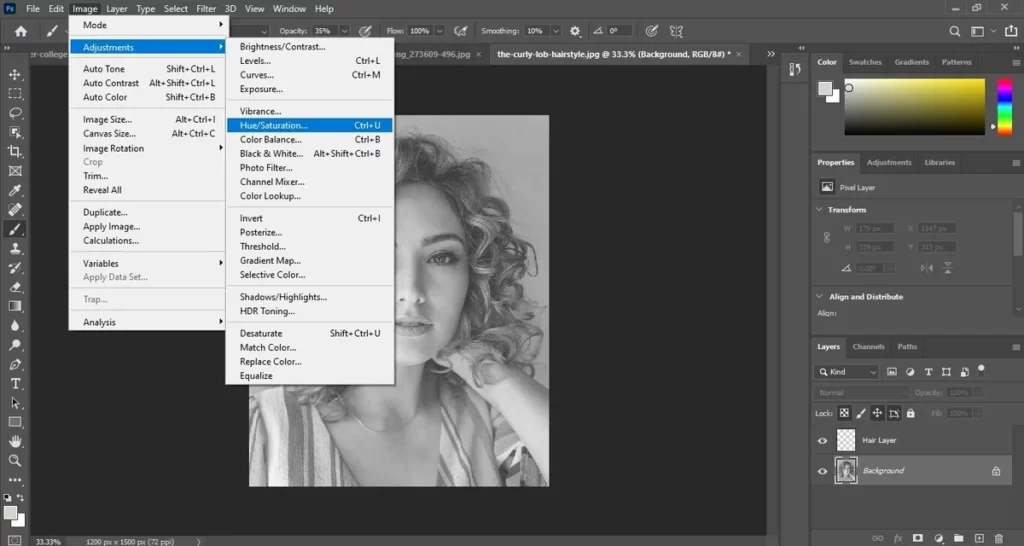 decrease the saturation by moving the slider to the left