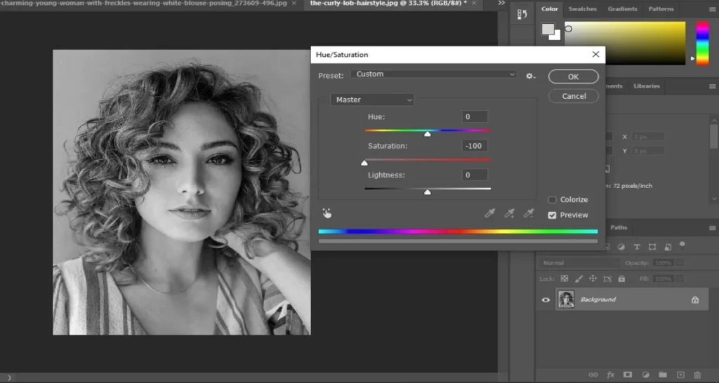 window will show up with three color sliders