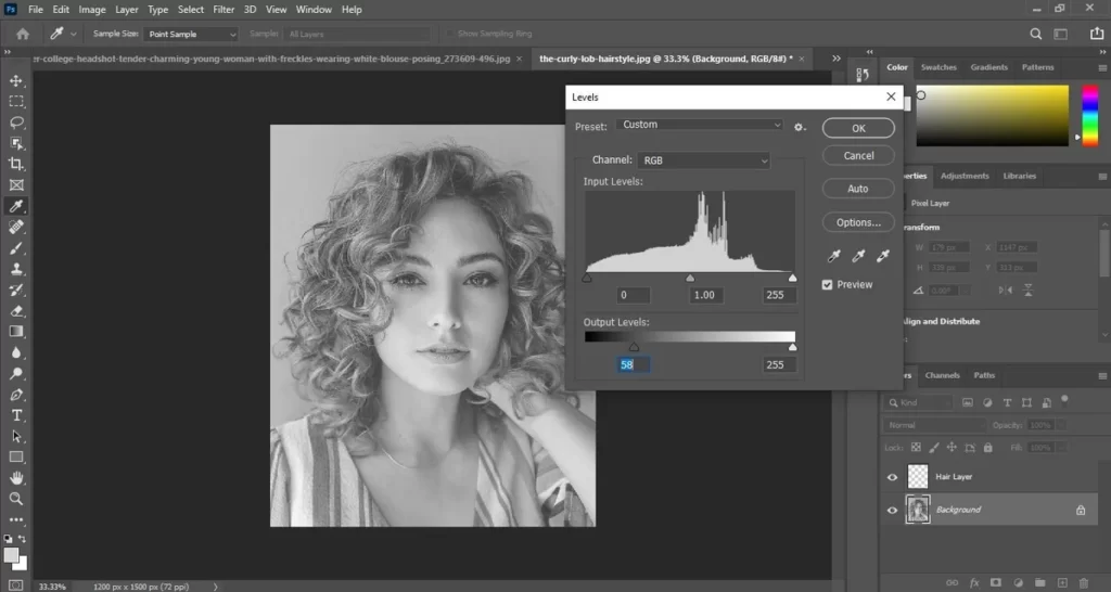 you have to higher up the contrast level by shifting the black slider to the right