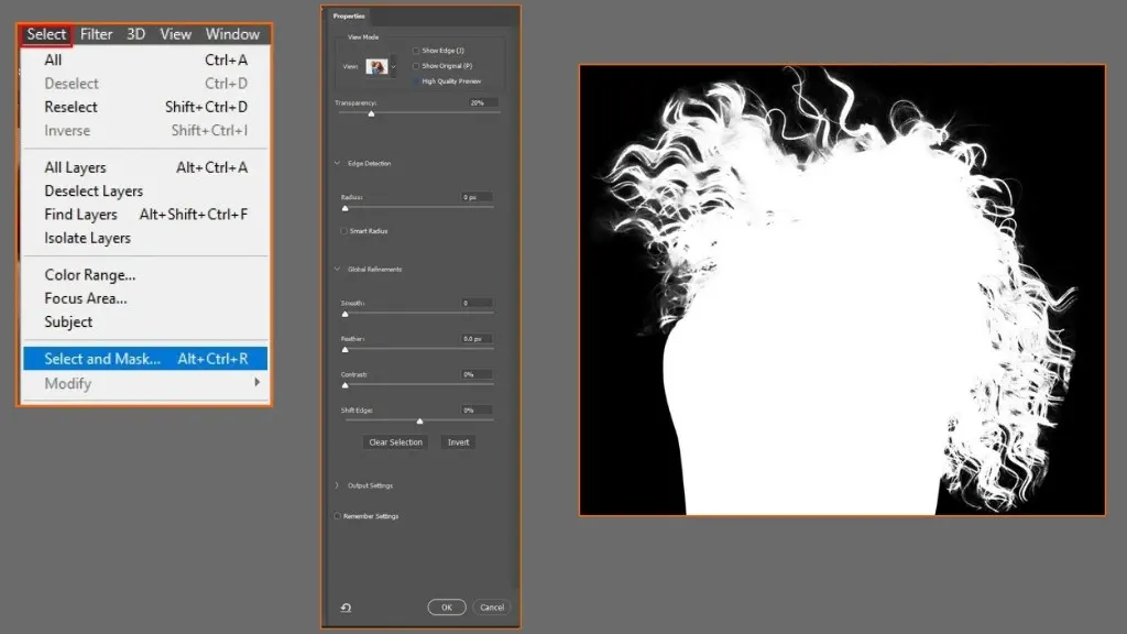 photoshop hair mask