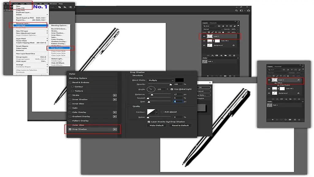 how to create a drop shadow in Photoshop 