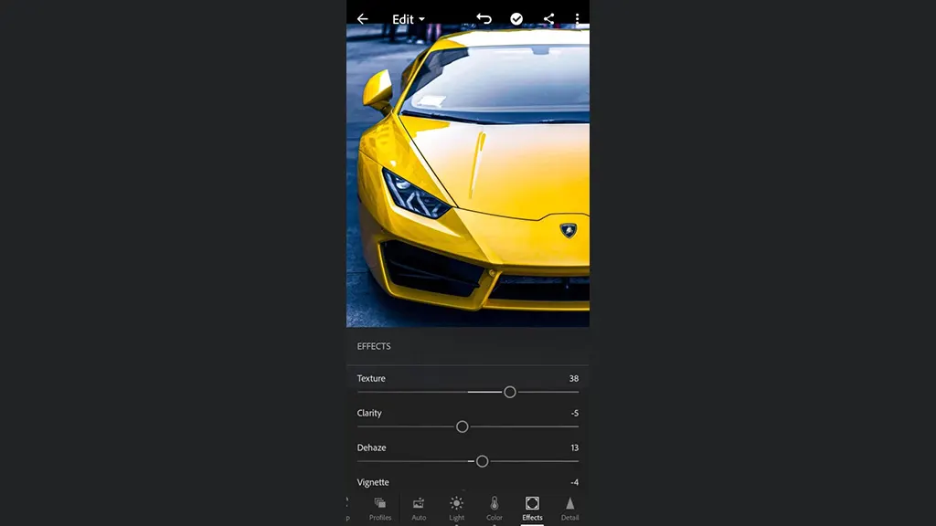 Step 4 Adjusting effects mobile