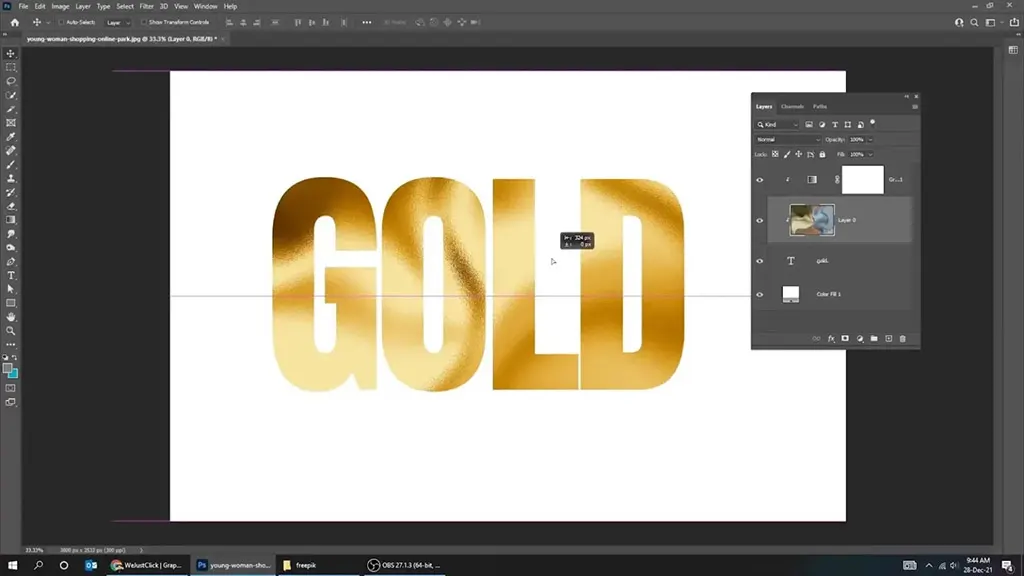 Clipping mask for golden text