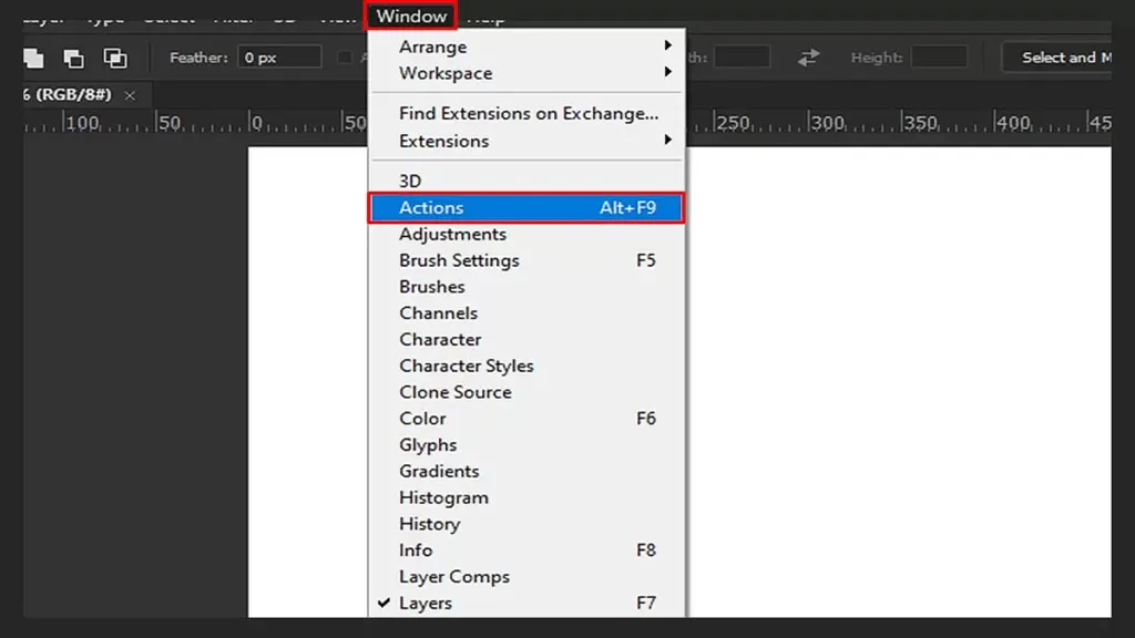 How to export Photoshop actions Step 1: Open the action panel