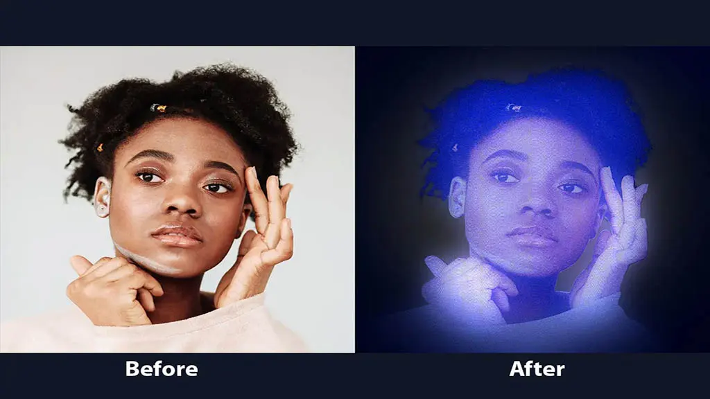 Draw Hologram Effect in Photoshop Before After