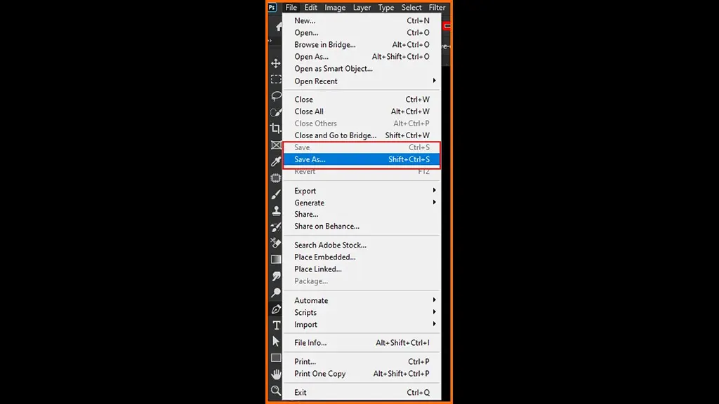 To save your clipping path, go to File > Save As, select Photoshop PDF from the Save as type drop-down menu, and click on OK.