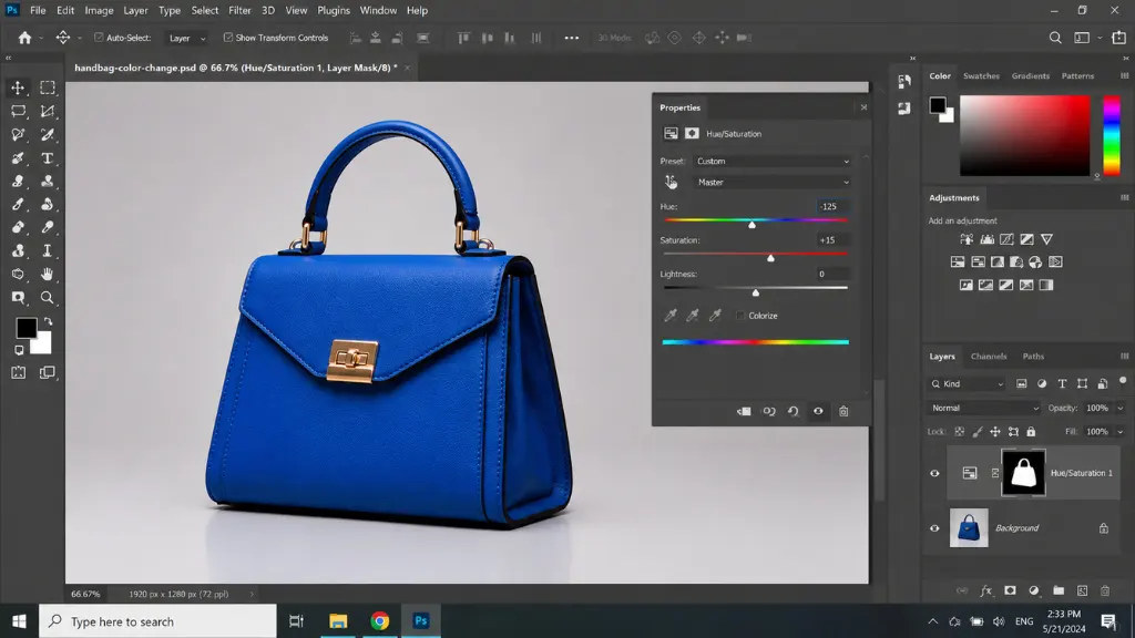 4: Move the Hue Slider